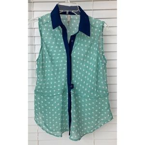 Medium Paper Crane sheer green polka dot tank